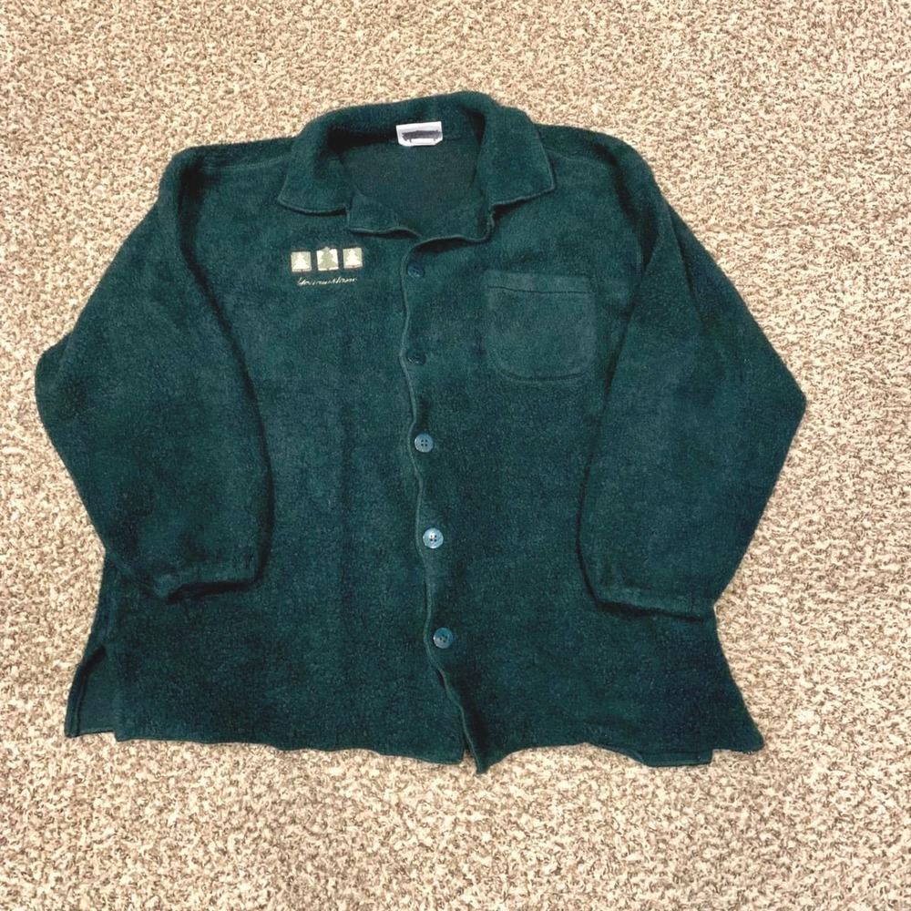Yellowstone Women's XL Fleece Jacket Made USA Green, Embroidered Artisan Designs